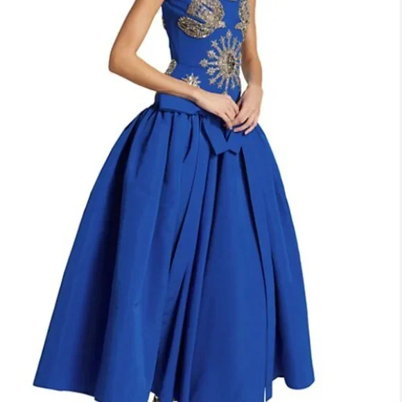 Alexander McQueen Cobalt Blue Embellished Midi Dress -  threedaughtersproperties.com